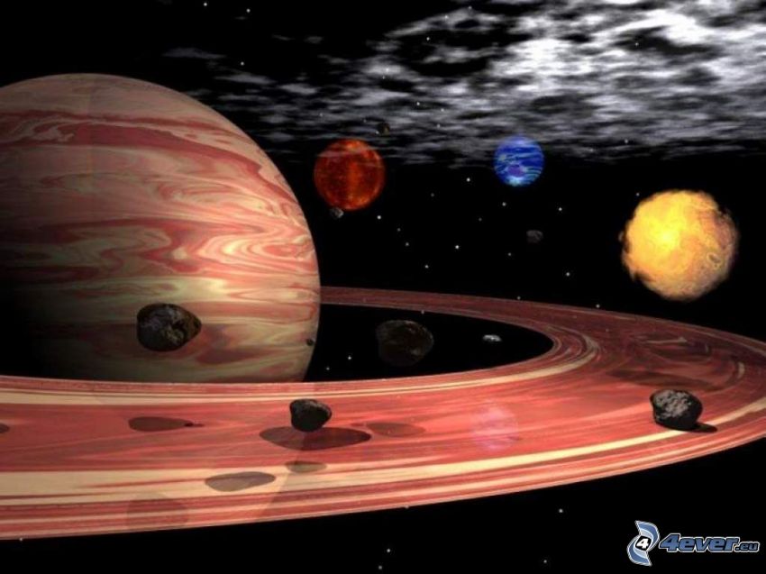 układ słoneczny, Saturn, pierścień, planety, słońce