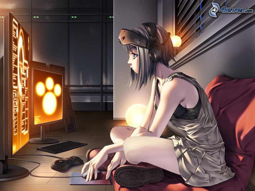 dziewczyna za komputerem