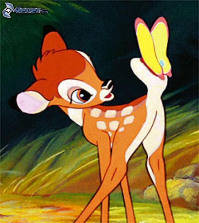 Bambi, motyl, sarenka