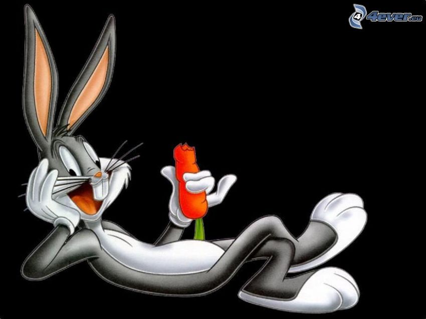 Bugs Bunny, królik rysunkowy, marchew, Looney Tunes