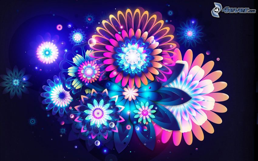 abstrakcyjne kwiaty, cyfrowe kwiaty