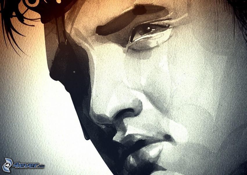 Elvis Presley, rysowana twarz