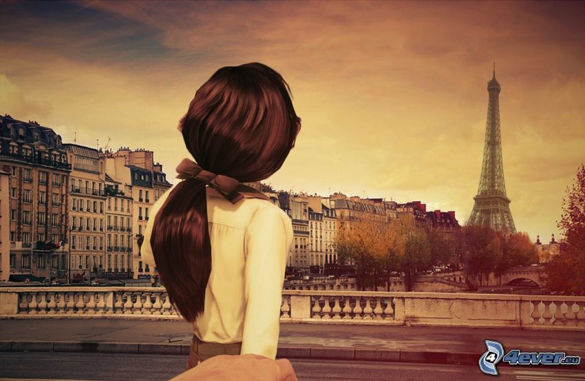 kobieta narysowana, Paryż, Wieża Eiffla