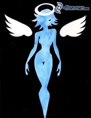 kobieta ze skrzydłami, kobieta narysowana, aureola