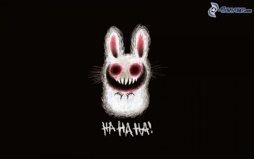 królik rysunkowy, śmiech