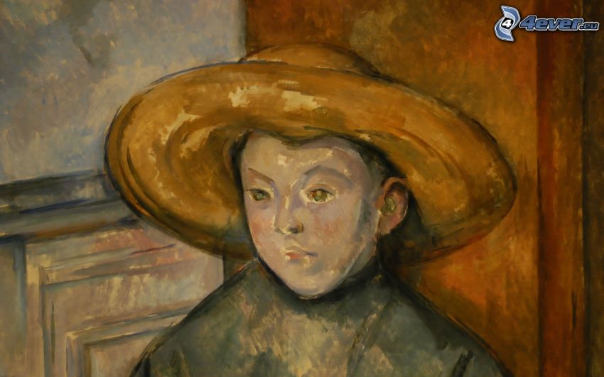 kobieta narysowana, dziewczyna w kapeluszu, obraz