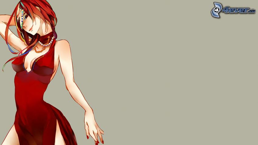 rudowłosa, kobieta narysowana