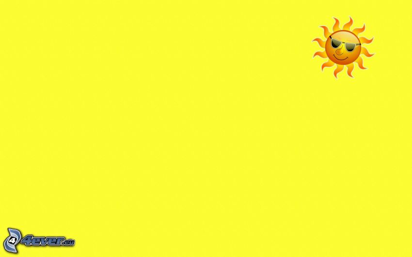 rysunkowe słońce, żółte tło