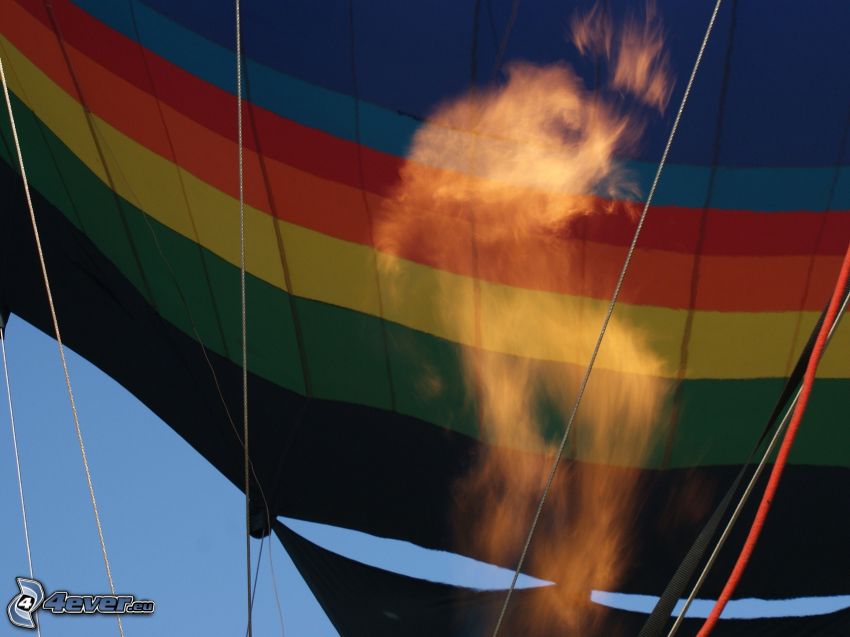 latający balon, ogień