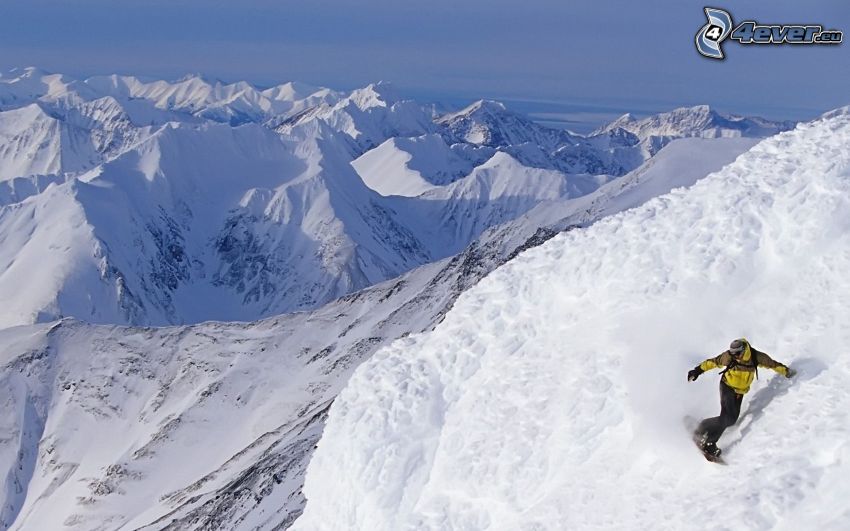 extremalne snowboardowanie, góry