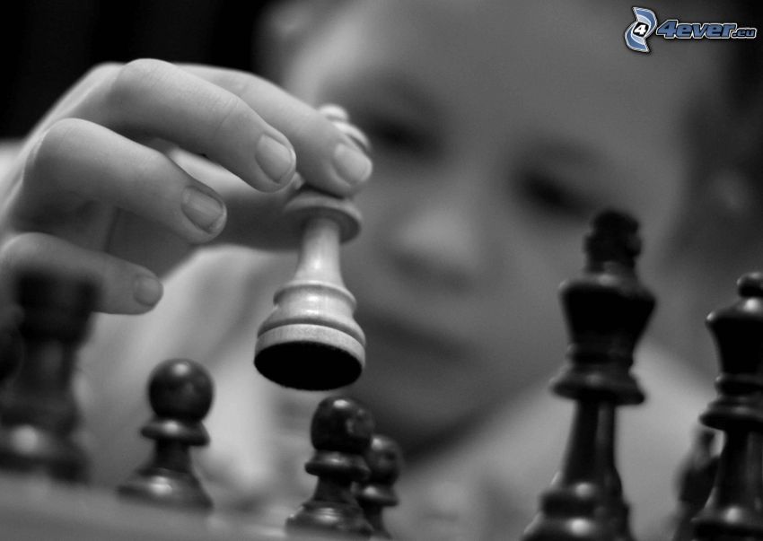 szachy, czarno-białe zdjęcie