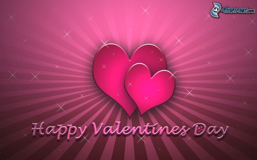 Happy Valentines Day, różowe serduszka