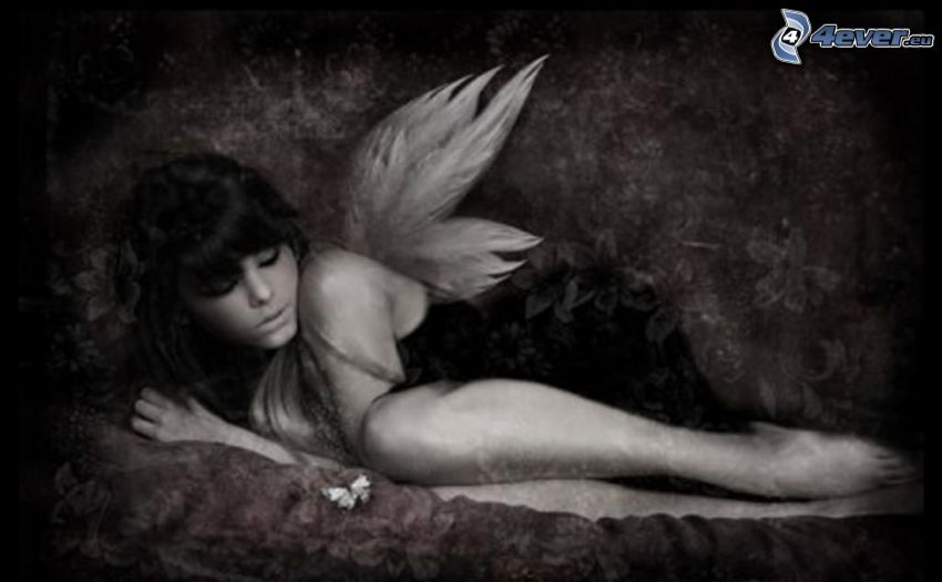 EMO anioł, dziewczyna, skrzydła