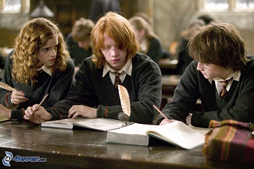 Gryffindor, Hermiona Granger, Ron Weasley, Harry Potter