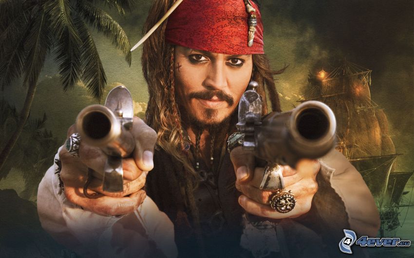 Jack Sparrow, Piraci z Karaibów, pistolety