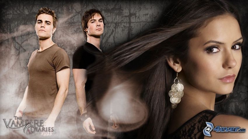 Pamiętniki wampirów, Nina Dobrev, Ian Somerhalder, Paul Wesley