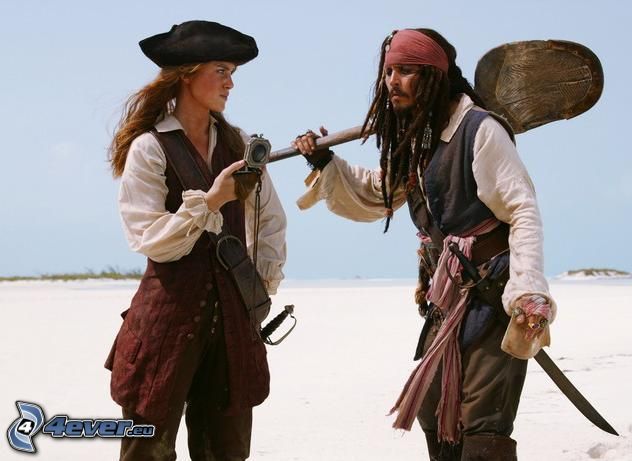 Piraci z Karaibów, Elizabeth Swann, Jack Sparrow, Keira Knightley, Johnny Depp