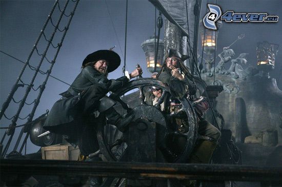 Piraci z Karaibów, Hector Barbossa, Jack Sparrow, koło sterowe