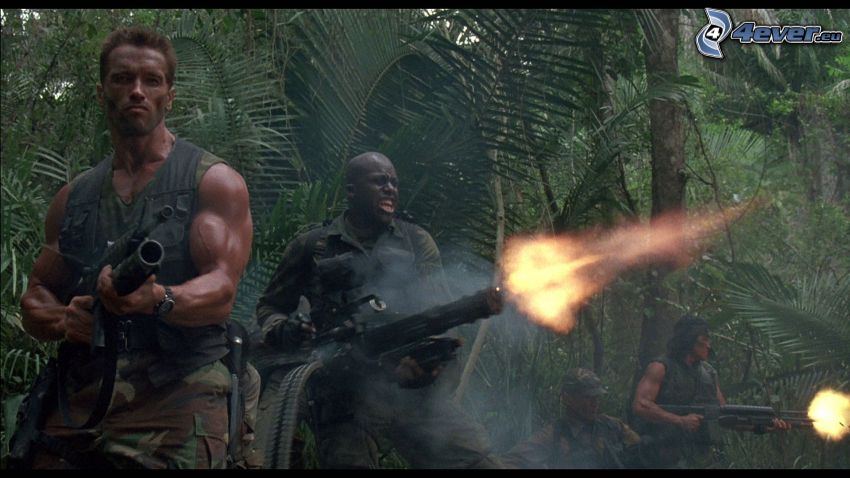 Predator, strzelanie, Arnold Schwarzenegger