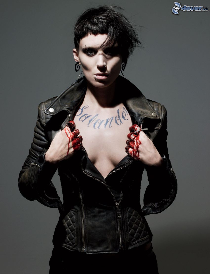 Rooney Mara, The Girl with the Dragon Tattoo, gotycka dziewczyna