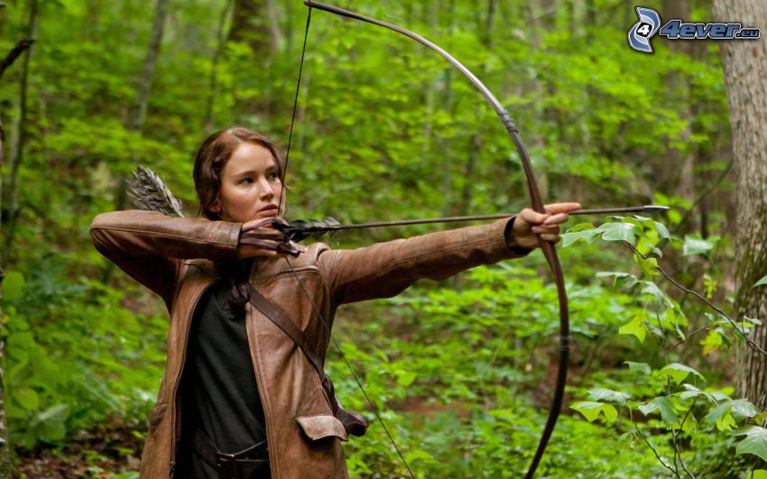 The Hunger Games, kobieta, łucznik, łuk, strzałka