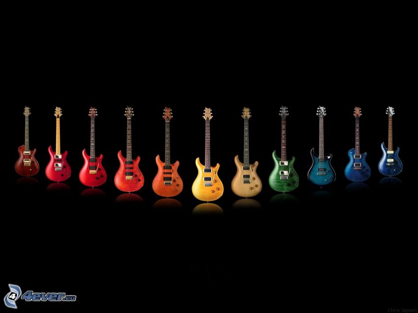 gitary elektryczne, kolorowe
