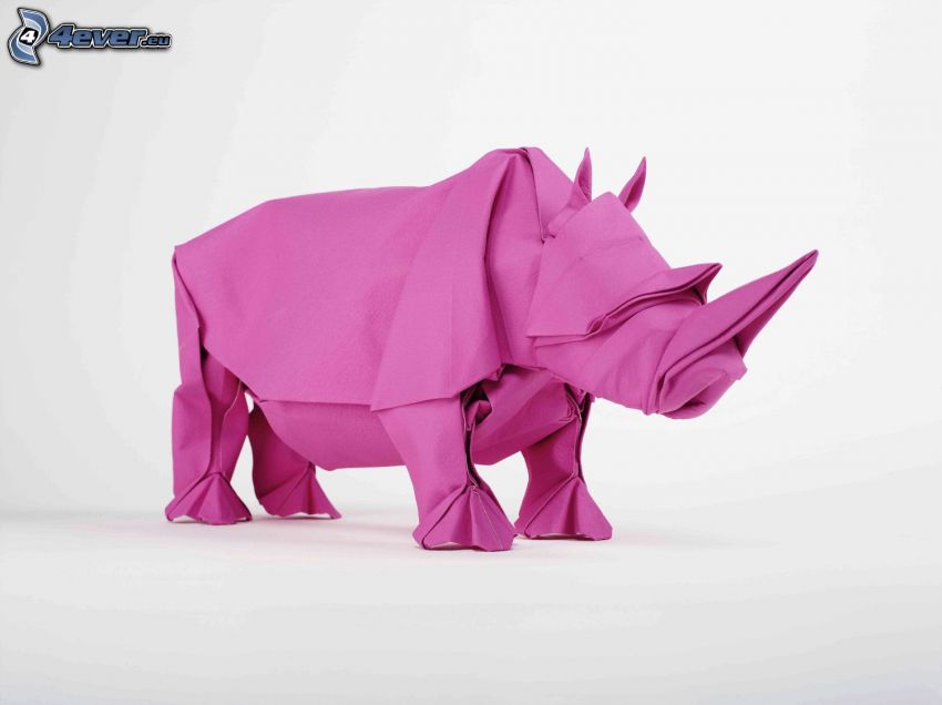 origami, nosorożec, fioletowy