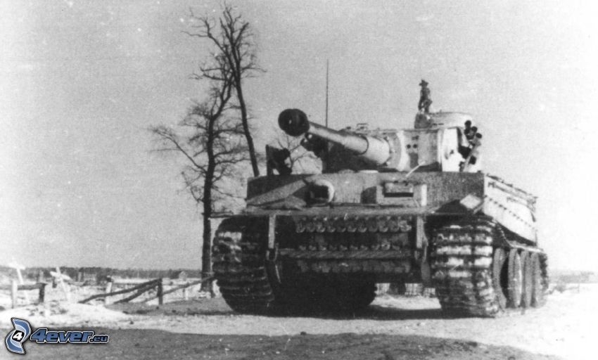Tiger, czołg, stare zdjęcie, Wehrmacht, II wojna światowa