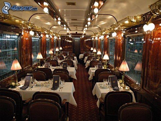 Orient Express, wagon restauracyjny, luksus, wnętrze
