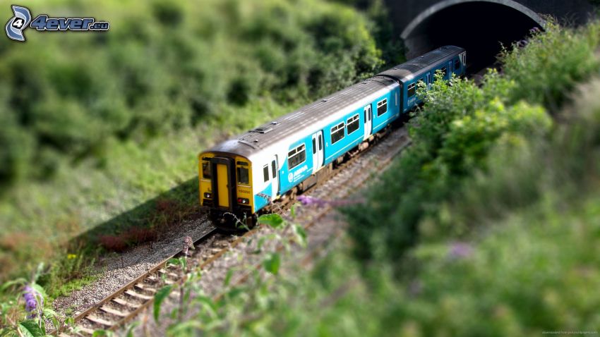 pociąg, tunel, diorama