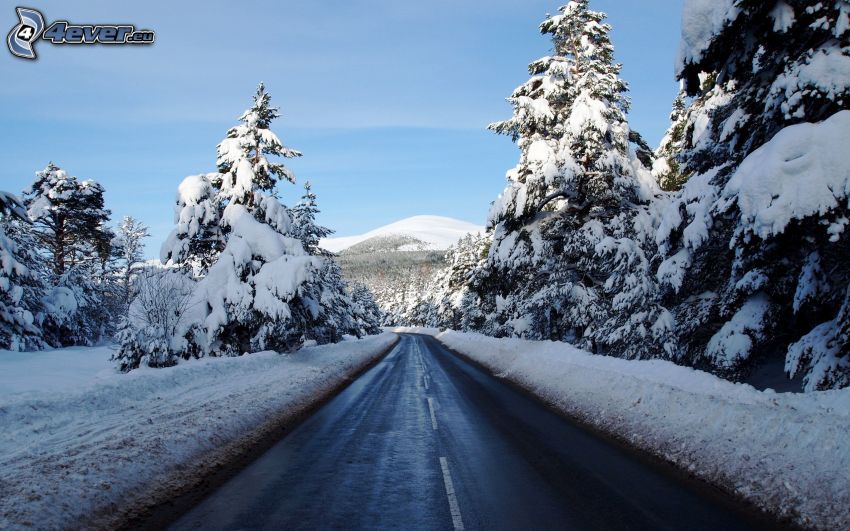 ulica, śnieżny krajobraz