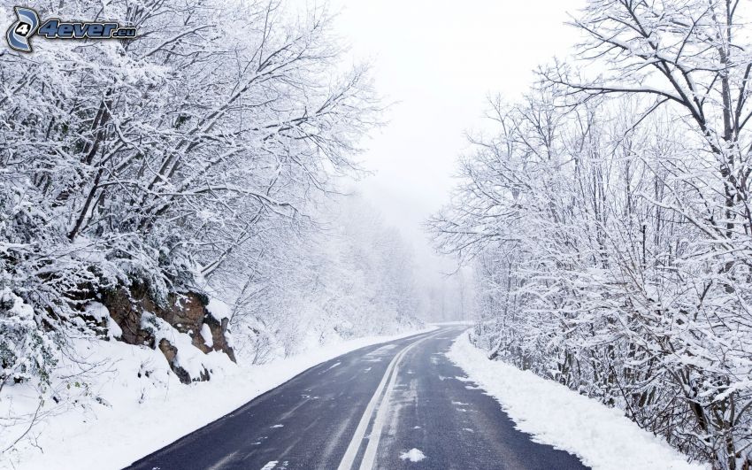ulica, śnieżny krajobraz