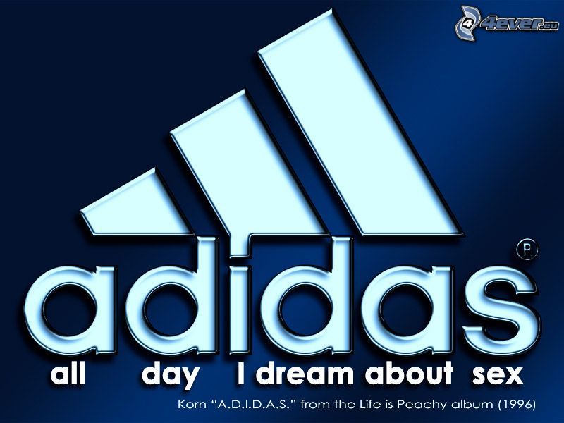 all day I dream about sex, Adidas, parodia, marka, logo