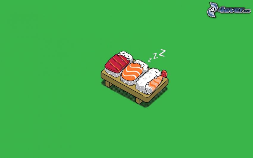 sushi, spanie