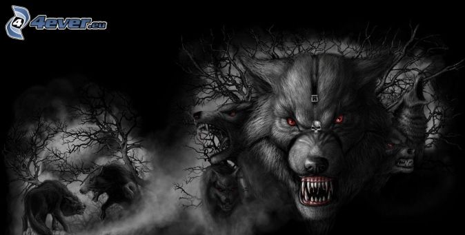 kreslené vlky