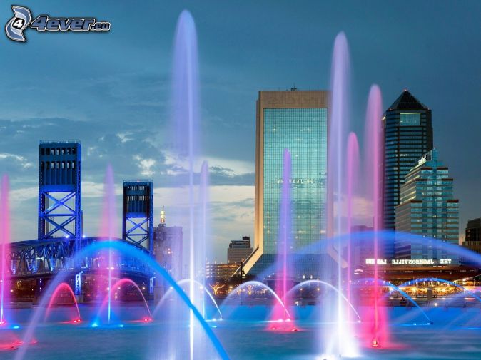 Jacksonville, fontána, mrakodrapy