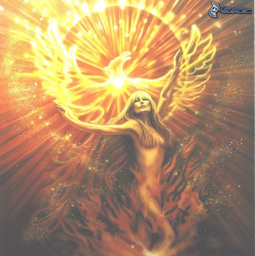 anjelská čertica, žena s ohňom, orol
