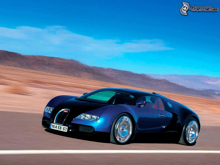 Bugatti Veyron, púšť, hory