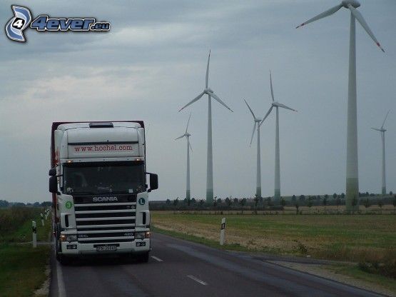 Scania R420, kamión, veterné elektrárne