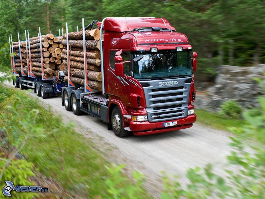Scania R620, kamión s drevom