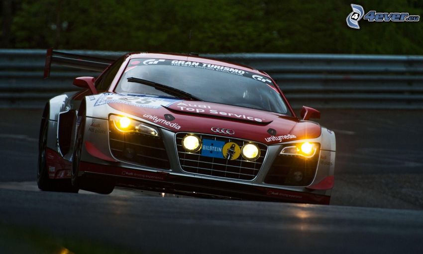 Audi R8, pretekárske auto, svetlá