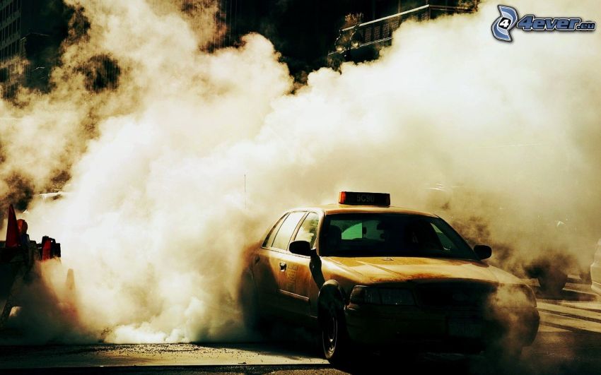 taxi, dym