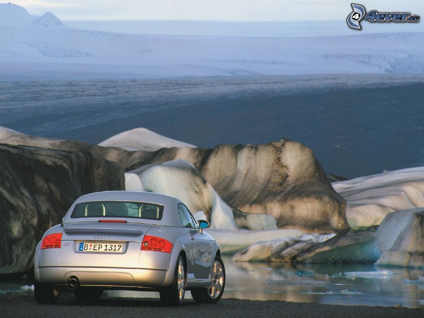 Audi TT, skala, ľad
