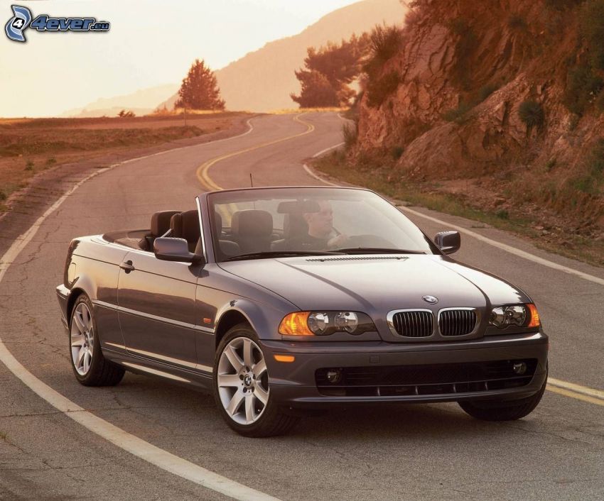 BMW 3, kabriolet, cesta, skala