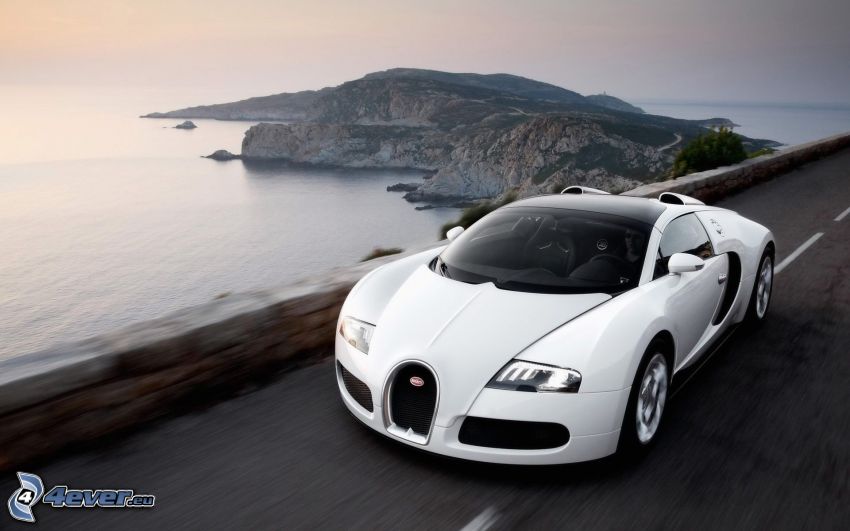 Bugatti Veyron, more, ostrov