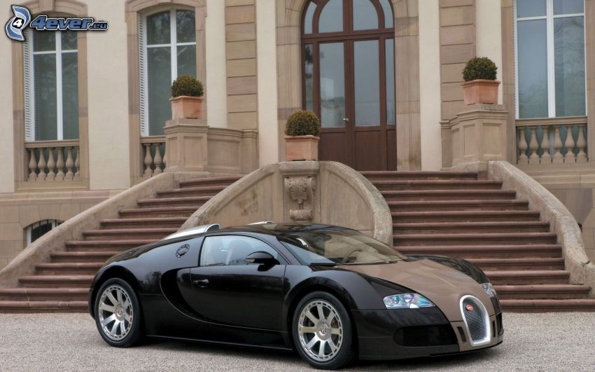 Bugatti Veyron, schody, dvere