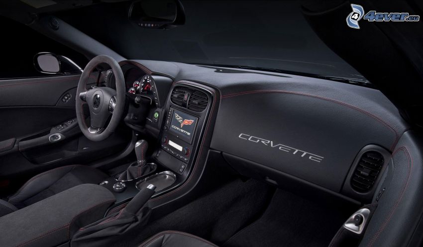 Chevrolet Corvette, interiér, volant, palubná doska