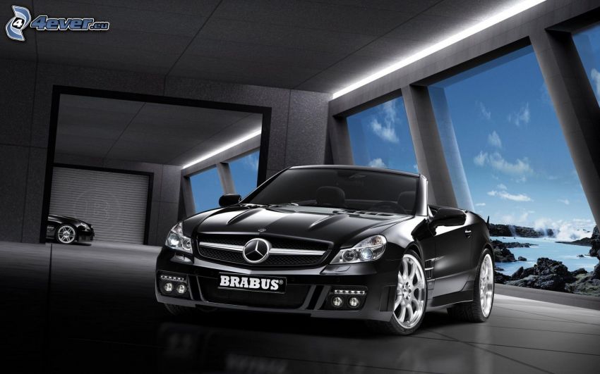 Mercedes Brabus, kabriolet, okno, výhľad
