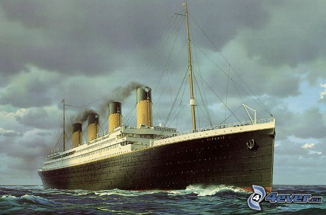 Titanic, oceán, plavba, parník, loď