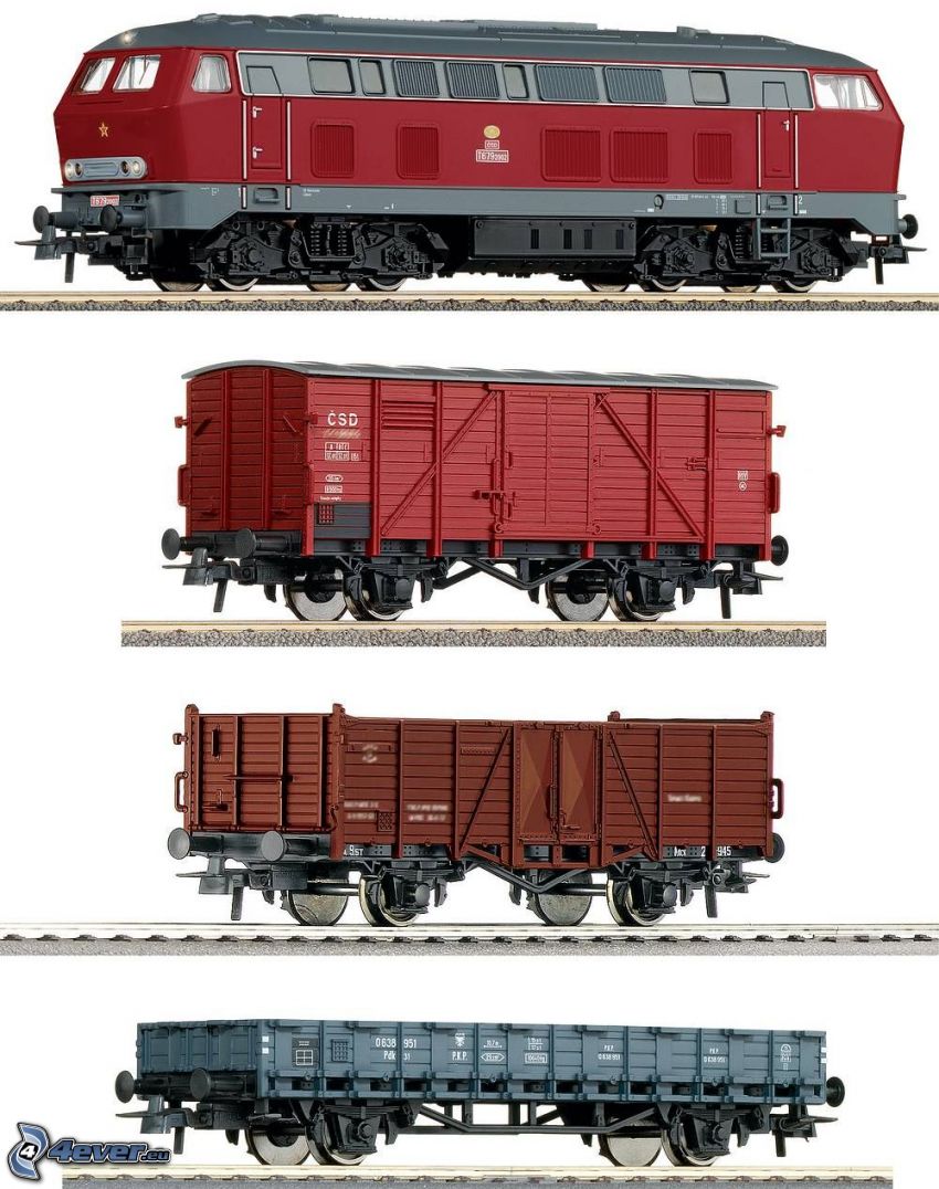 vlak, vagón, lokomotíva